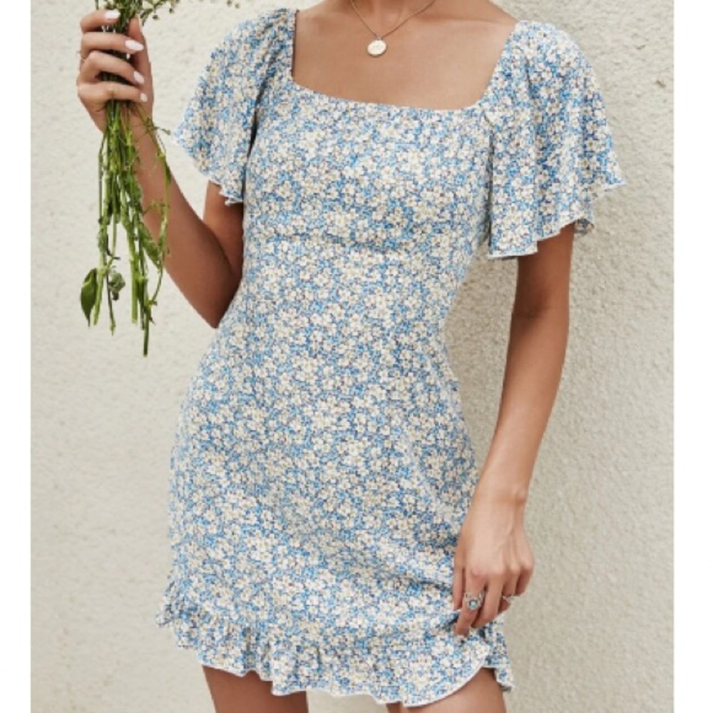 Boho ruffle hem dress